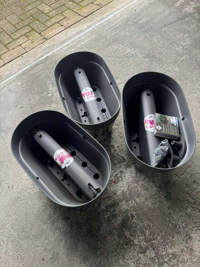 Elho balkonbakken 3 stuks, Kunststof, Balkon, Minder dan 60 cm, Rond