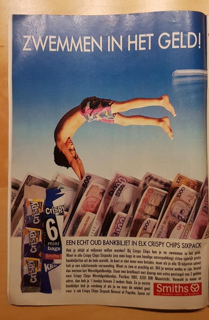 Smiths chips reclame, zwemmen in het geld, verzamel item, Verzamelen, Flippo's, Ophalen of Verzenden, Spiek, Overige typen