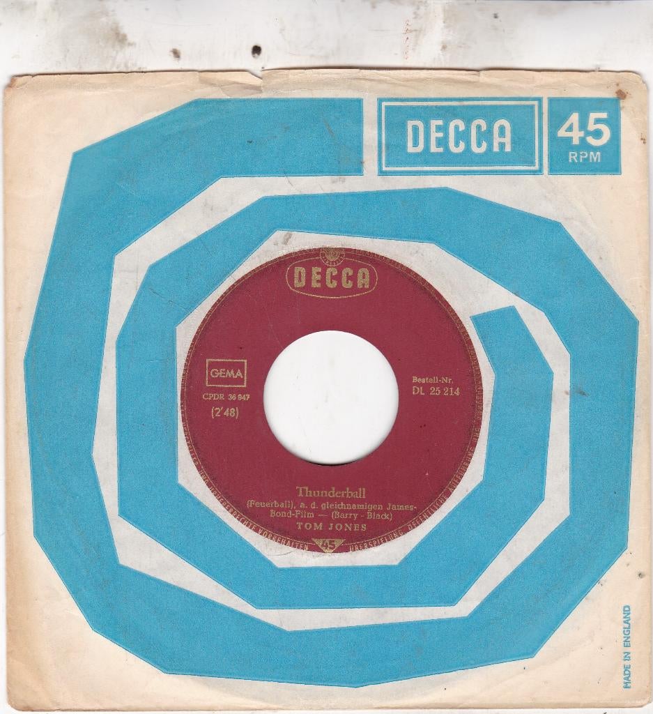 Tom Jones ) 1965 ' James Bond Thema, Ophalen of Verzenden, Zo goed als nieuw, Pop