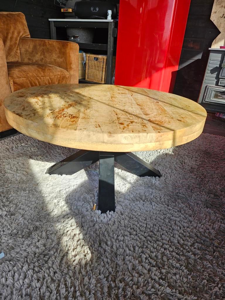 Mangohouten salontafel 90 cm, 50 tot 100 cm, Zo goed als nieuw, Minder dan 50 cm, Rechthoekig