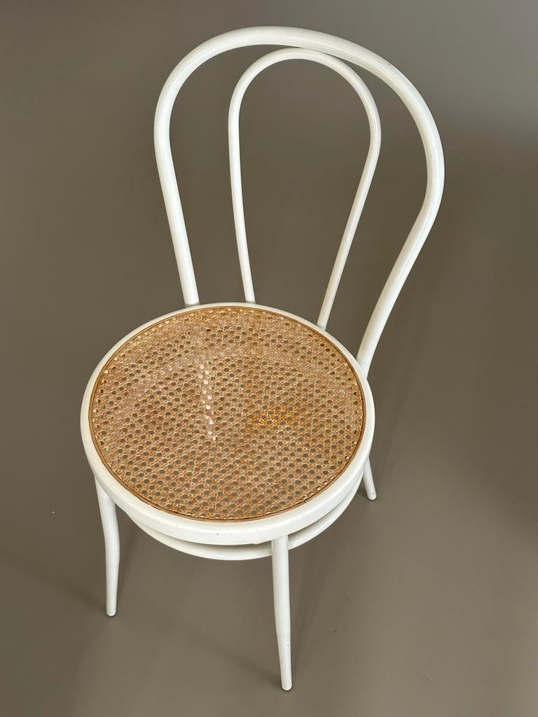 Vintage frans webbing bistro thonet stijl stoeltje retro, Ophalen, Bruin, Zo goed als nieuw, Metaal