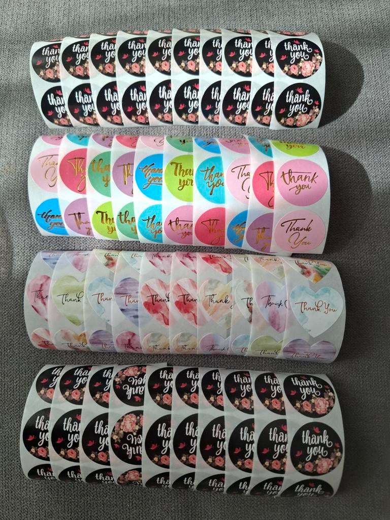 120 stuks thankyou stickers sluitstickers partij zwart roze, Hobby en Vrije tijd, Stickers en Plaatjes, Ophalen of Verzenden, Nieuw