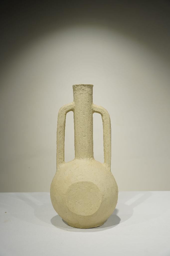 Abstracte papier-maché vaas met in 3 kleuren, Huis en Inrichting, Overige materialen, Overige kleuren, Nieuw, Ophalen of Verzenden