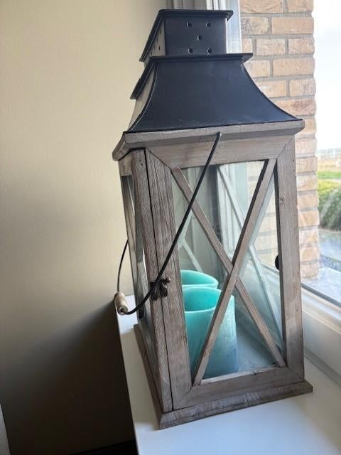 windlichten - groot, Huis en Inrichting, Ophalen, Beige, 25 tot 50 cm, Zo goed als nieuw