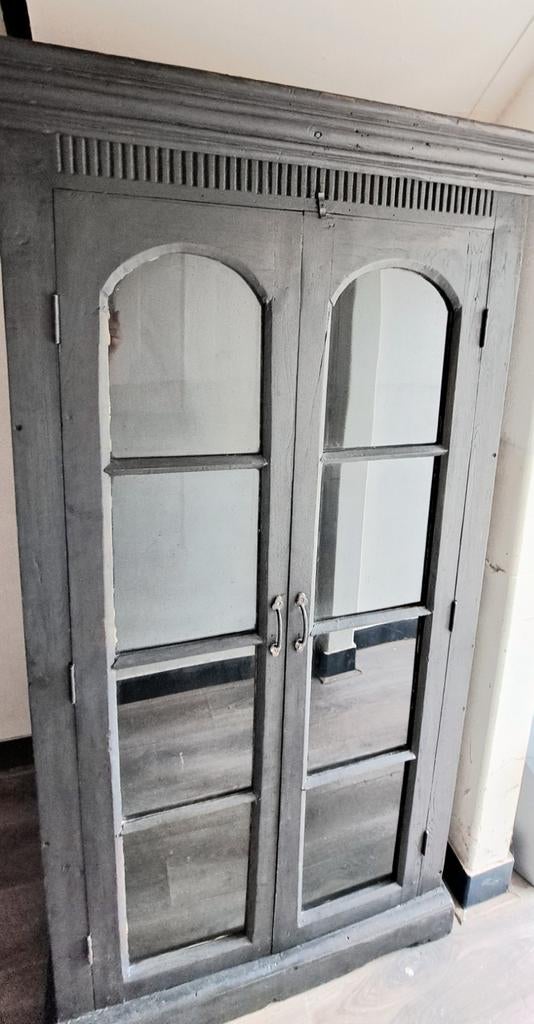 Vitrinekast, zwart/bruin, Huis en Inrichting, Kasten | Buffetkasten, 100 tot 150 cm, 150 tot 200 cm, 25 tot 50 cm, Overige houtsoorten