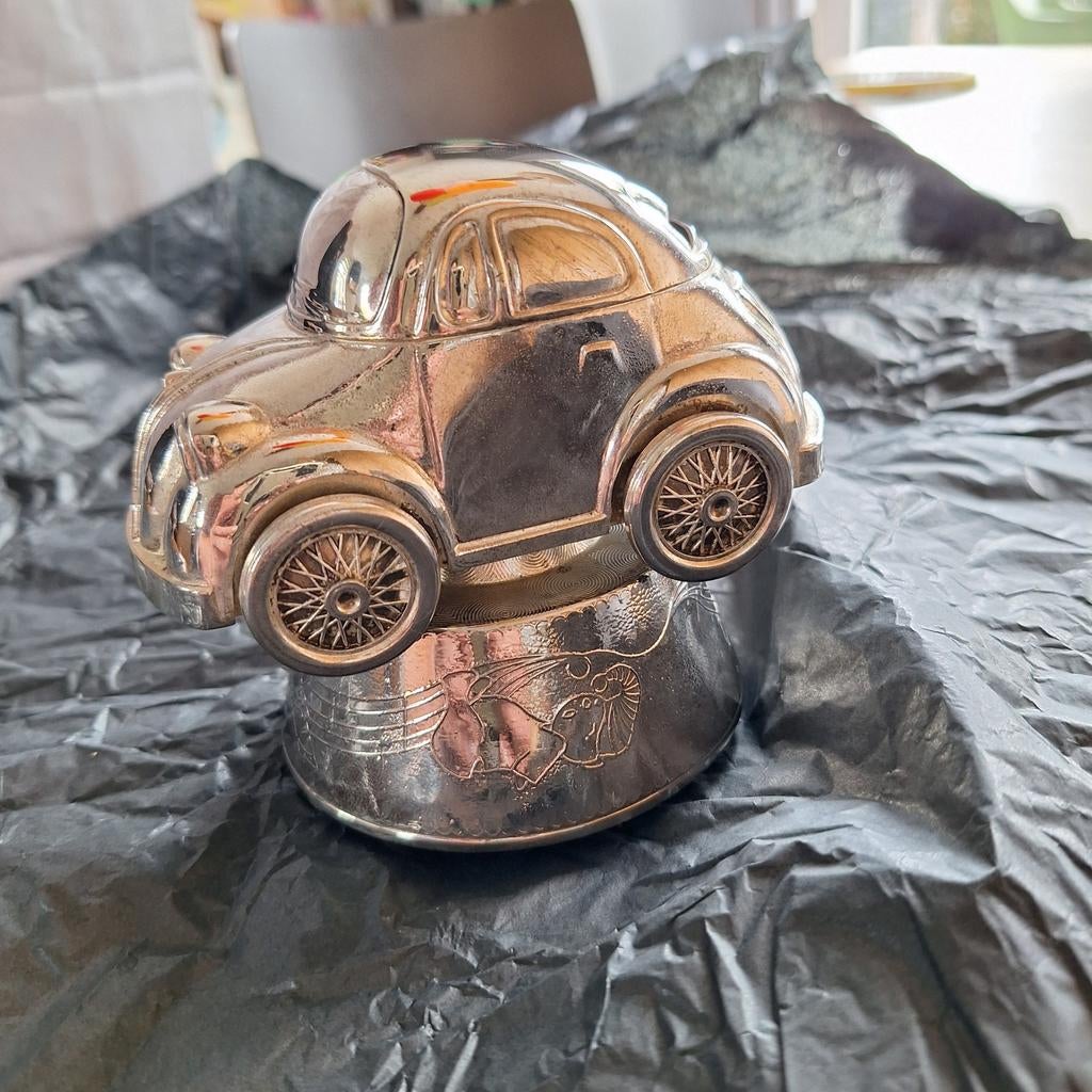 Muziekdoosje en spaarpot verzilverd auto VW Kever mooi item, Ophalen of Verzenden, Dier