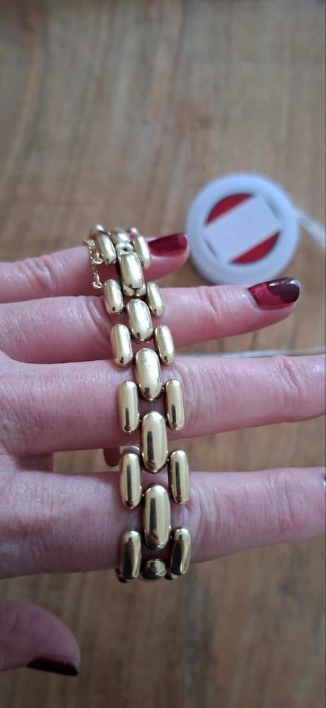 Hoogeman Amsterdam schakelarmband met veiligheidsslot, Ophalen, Zo goed als nieuw, Goud, Goud