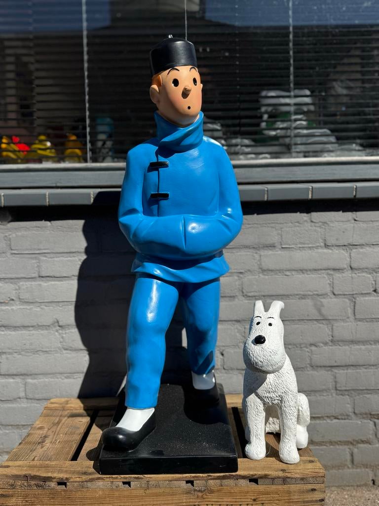 Groot Kuifje en Bobbie beeld - Blauw kostuum, Ophalen, Beeldje of Figuurtje, ., Zo goed als nieuw