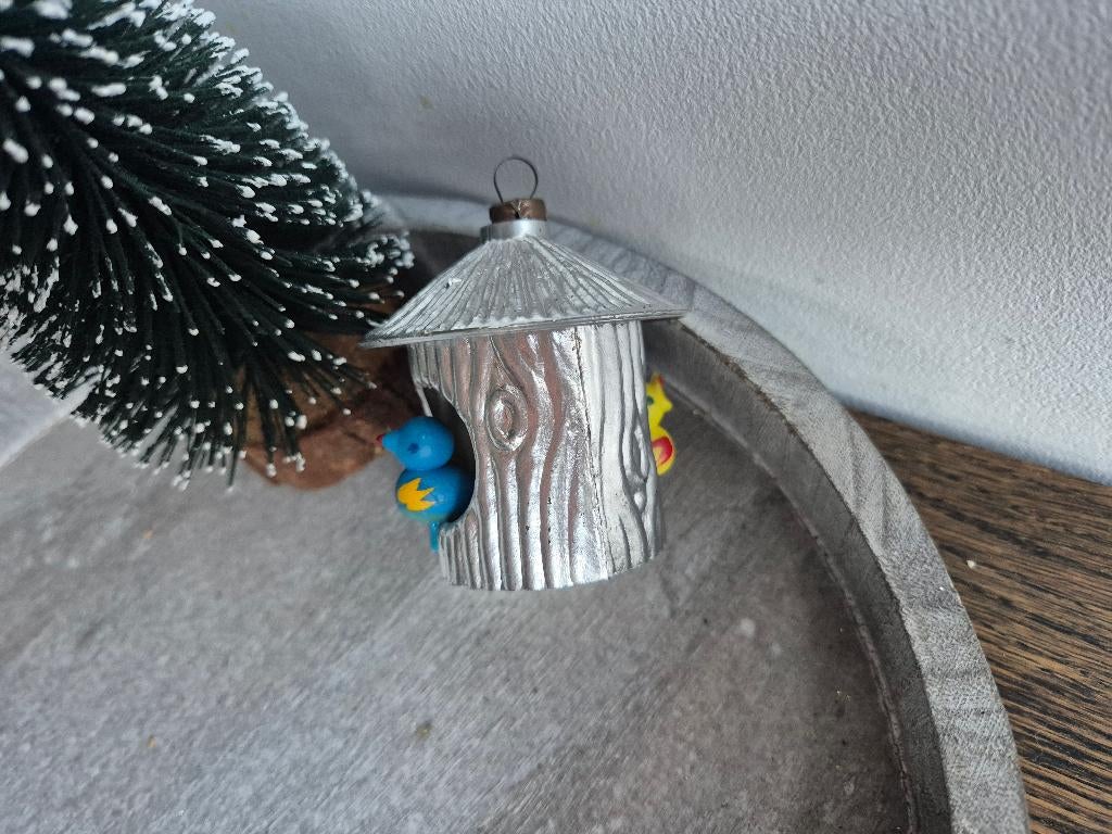 Vintage kerstbal vogelhuisje met vogeltjes 604, *, Gebruikt, *, Ophalen of Verzenden
