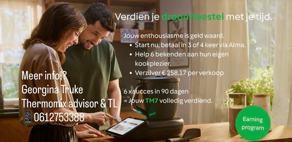 GRATIS TM7- Word THERMOMIX ADVISEUR 💚, 2 tot 3 liter, Ophalen of Verzenden, Nieuw, 3 snelheden of meer