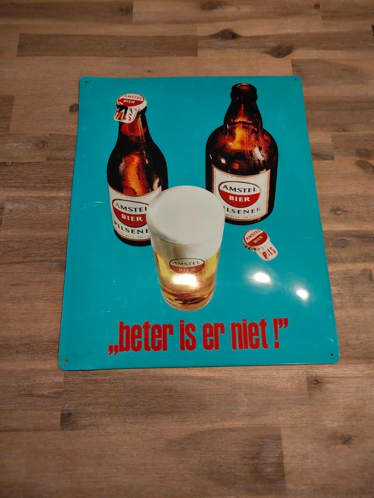 Amstel Bier  reclamebord in goede staat, Ophalen of Verzenden, Gebruikt, Reclamebord, Plaat of Schild, Amstel