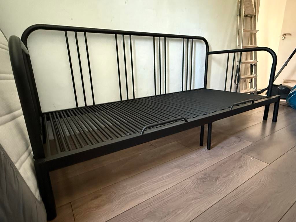 IKEA Fyresdal bedbank, zwart, Ophalen, Verstelbaar, Zwart, Tweepersoons