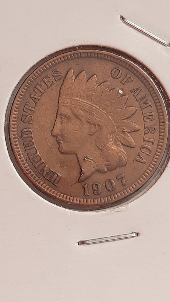 INDIAN HEAD CENT (ONE) 1907. KM# 90a. Mooie Kleur!, Postzegels en Munten, Munten | Amerika, Ophalen of Verzenden, Noord-Amerika