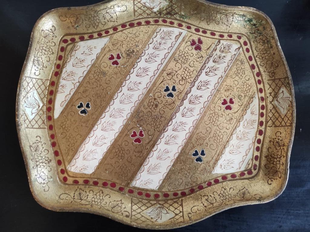 Vintage Italiaans / Florentijns dienblad, Ophalen of Verzenden, Gebruikt, Rechthoekig, Hout