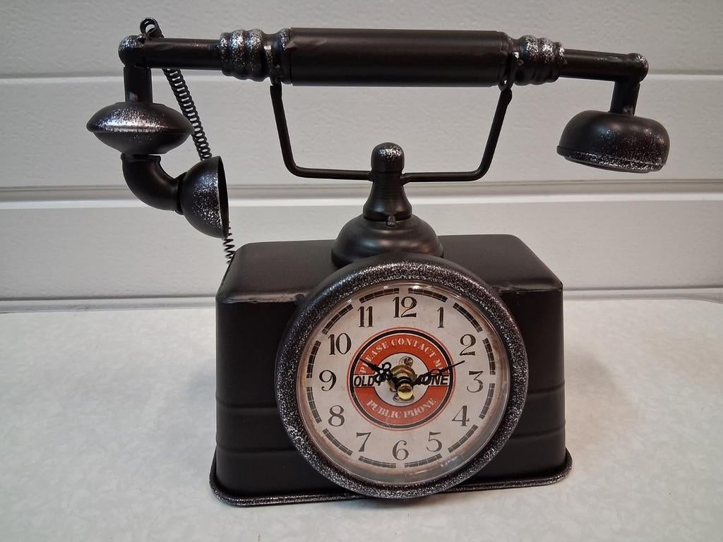 Retro telefoon tafelklok, Ophalen of Verzenden, Nieuw, Wandklok
