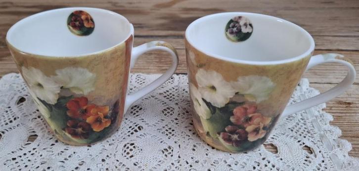 2 Pimpelnel mokken met bloemen 2007, Gebruikt, -, -, Overige typen