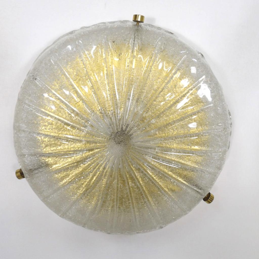 Sundburst ijsglas lamp Hillebrand 60's mid century, Ophalen of Verzenden, Zo goed als nieuw, Glas