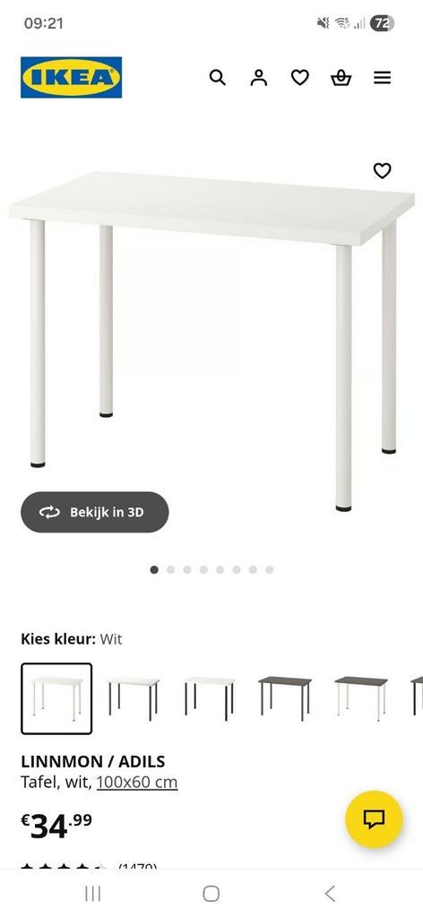 Tafel wit 100x60, Huis en Inrichting, Ophalen, Zo goed als nieuw