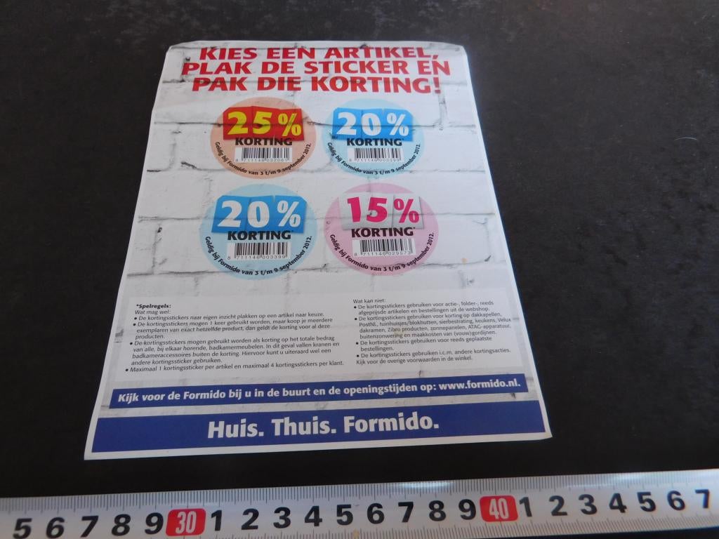 sticker Huis Thuis FORMIDO kortings sticker, Ophalen, Zo goed als nieuw
