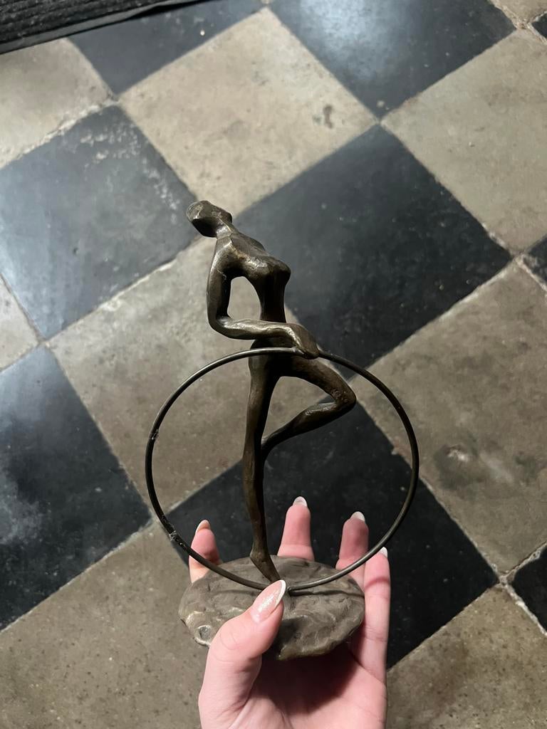 Bronzen Beeld Vrouw Touwtje Springen,Danseres Art Deco Stijl, Antiek en Kunst, Antiek | Speelgoed, Ophalen of Verzenden