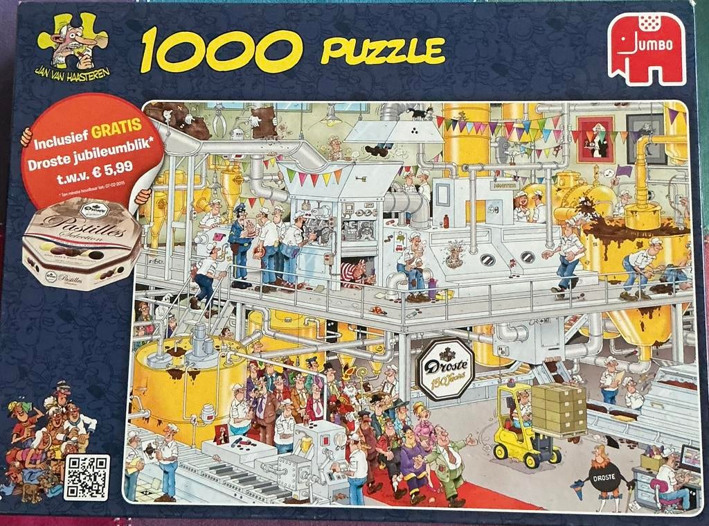 Jan van Haasteren, Droste 150 jaar (1000 stk), Hobby en Vrije tijd, Denksport en Puzzels, Ophalen of Verzenden, 500 t/m 1500 stukjes