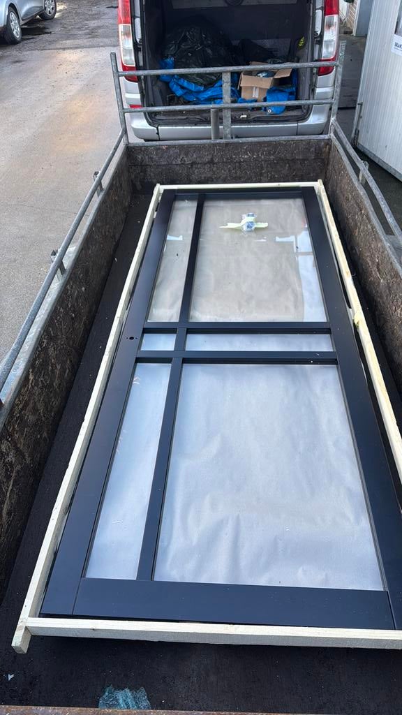 Opdek steellook deur 93x250 cmlinkshangend blankglas nr 190, Doe-het-zelf en Verbouw, Deuren en Horren, Ophalen, 80 tot 100 cm