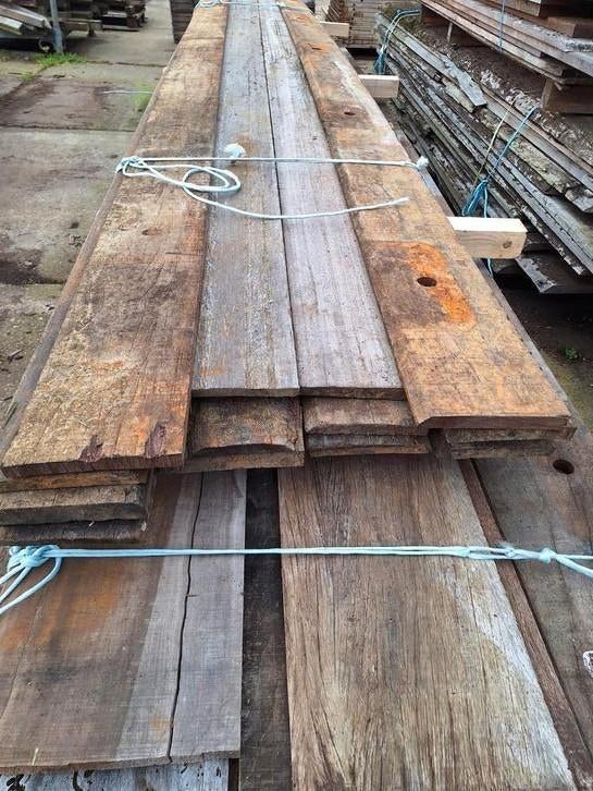 Duurzame sloophout  planken  azobe wandbekleding  schutting, Ophalen of Verzenden, Gebruikt, 250 cm of meer, Planken