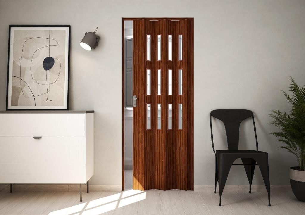 ACTIE! Luciana vouwdeur met glas kleur donker BxH 88.5x214cm, Huis en Inrichting, Bruin, Nieuw, Minder dan 100 cm, 50 tot 100 cm