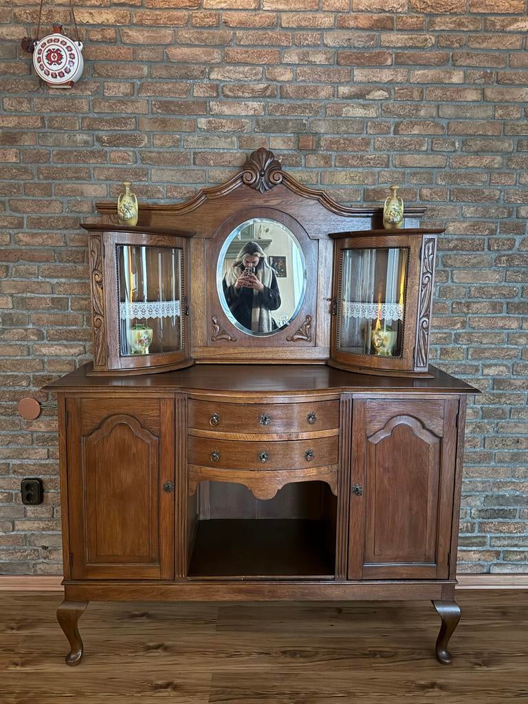 Moet weg! Buffetkast Eikenhout met Spiegel, Antiek en Kunst, Ophalen