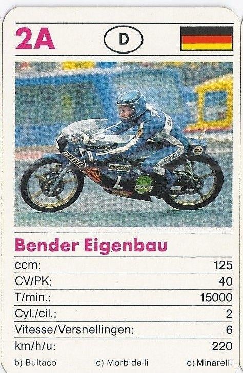 Kw1834-- 2a motorkaartje bender eigenbau, Verzamelen, Ophalen of Verzenden, Zo goed als nieuw, Motoren