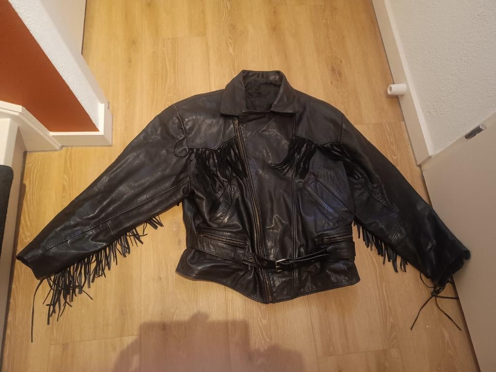 Stoere leren jas met franjes XXL, Motoren, Overige merken, Dames, Jas | leer, Ophalen of Verzenden