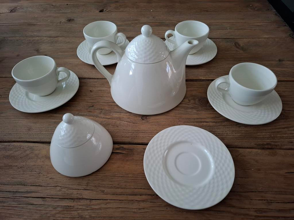 Vintage wit thee servies. Pagnossin Treviso Italy. 11 stuks., Huis en Inrichting, Keuken | Servies, Ophalen of Verzenden, Zo goed als nieuw