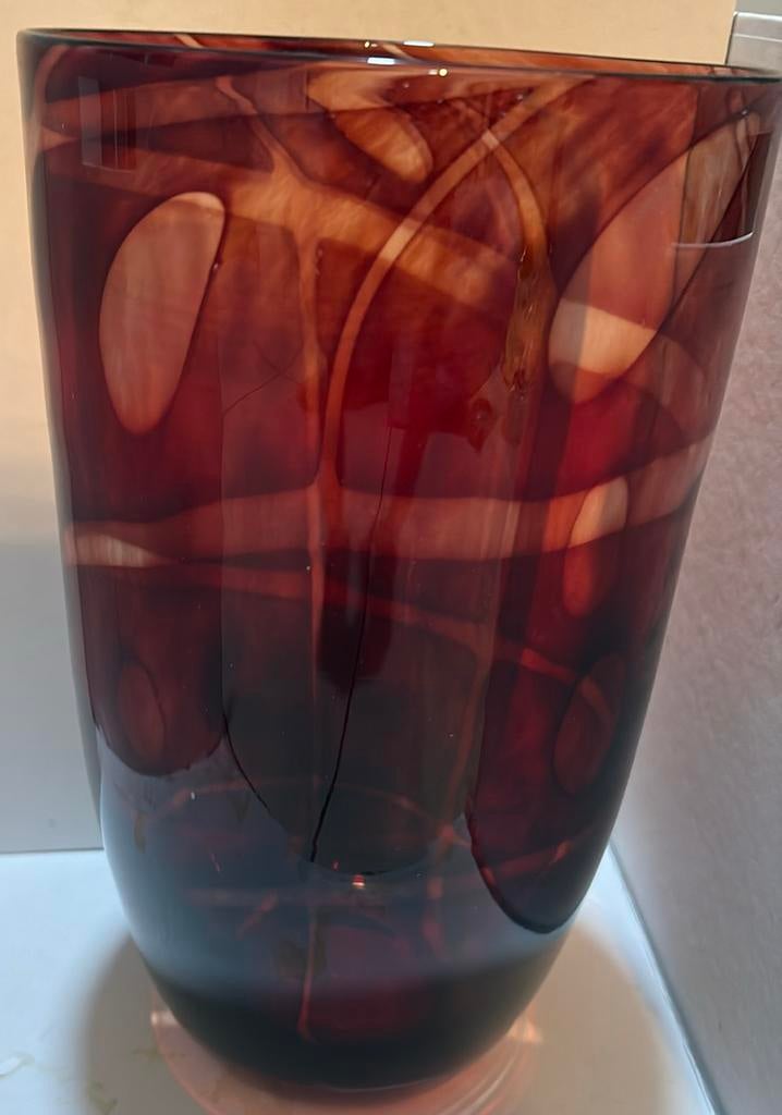 Rode vaas murano style, Ophalen of Verzenden, Minder dan 50 cm, Rood, Glas