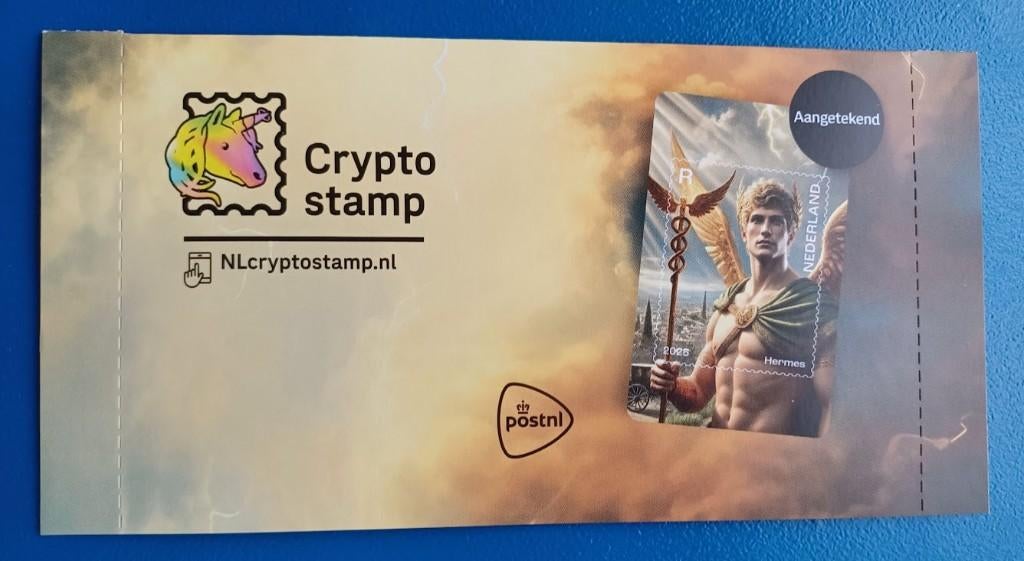NL crypto stamp 4 groen - Hermes 2025, Postzegels en Munten, Postzegels | Nederland, Verzenden, Na 1940, Postfris