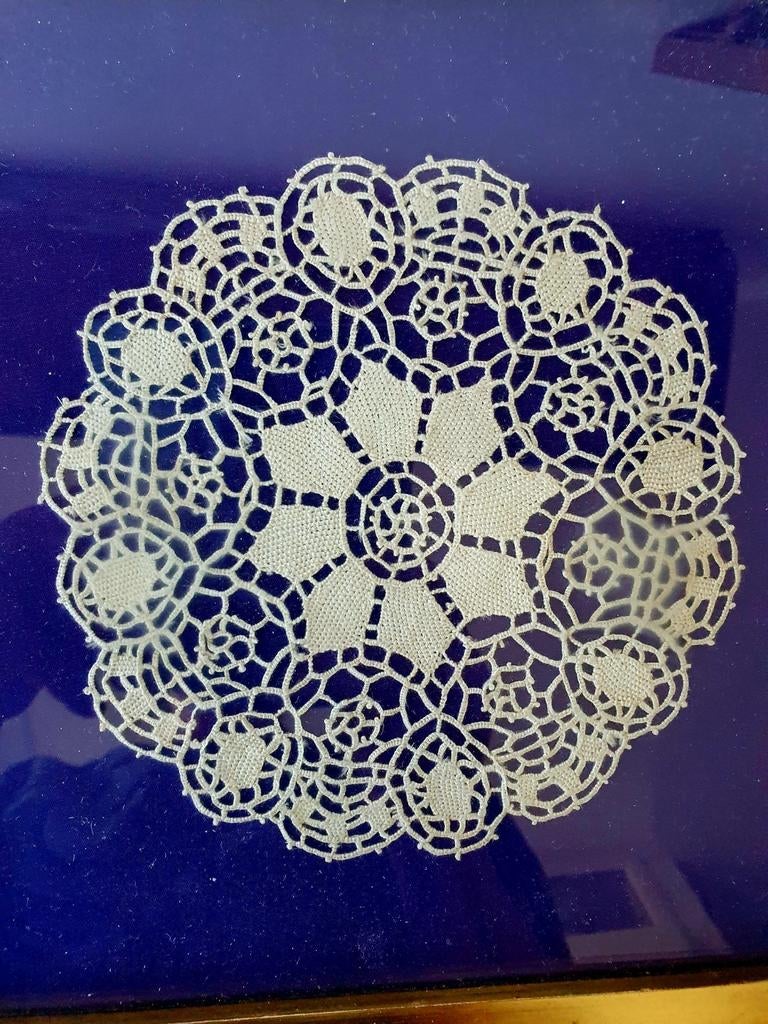 4 antieke lijstjes met Brussels en Mechels kant € 15 p.st., Antiek en Kunst, Ophalen of Verzenden