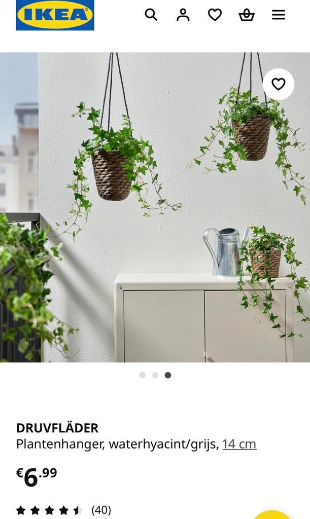 3 Ikea plantenhangers Druvflader, Ophalen, Overige materialen, Rond, Binnen