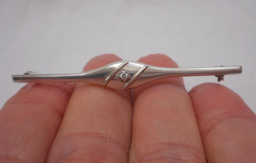 Zilveren modernist K&L broche nr.1706, Sieraden, Tassen en Uiterlijk, Broches, 4 tot 7 cm, Verzenden, Zo goed als nieuw, Zilver