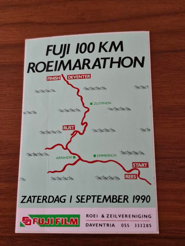 5396 Fuji 100 km Roeimarathon sticker 1990, Ophalen of Verzenden