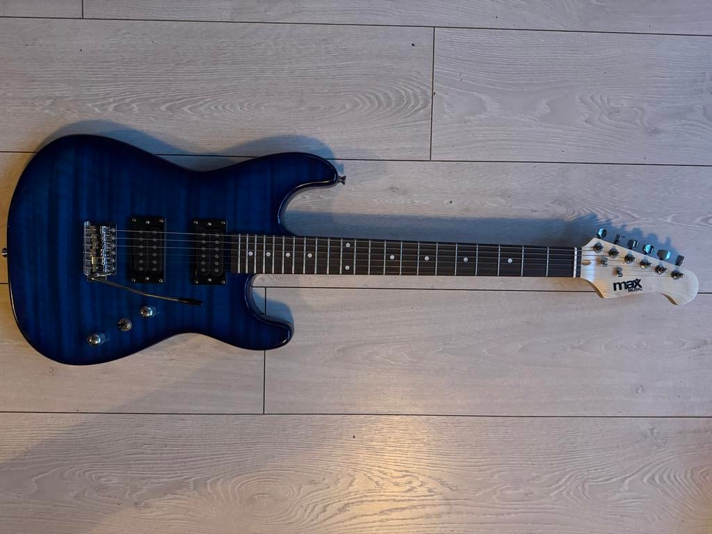 Blauwe MAX Solid Body Elektrische Gitaar, Muziek en Instrumenten, Snaarinstrumenten | Gitaren | Elektrisch, Ophalen of Verzenden