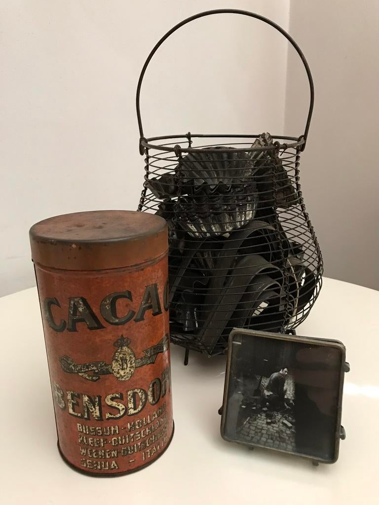 Antiek Brocante cacao blik, Ophalen of Verzenden