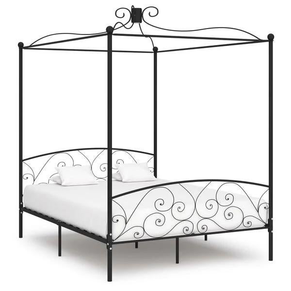 Tweepersoons Hemelbed 180x200, Huis en Inrichting, Slaapkamer | Bedden, Ophalen, Zwart, 180 cm, 200 cm