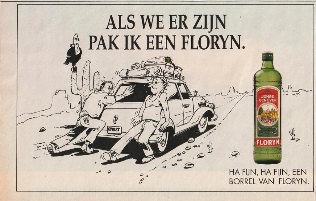 retro reclame 1987 Floryn borrel strip auto pech, Verzenden, Overige typen