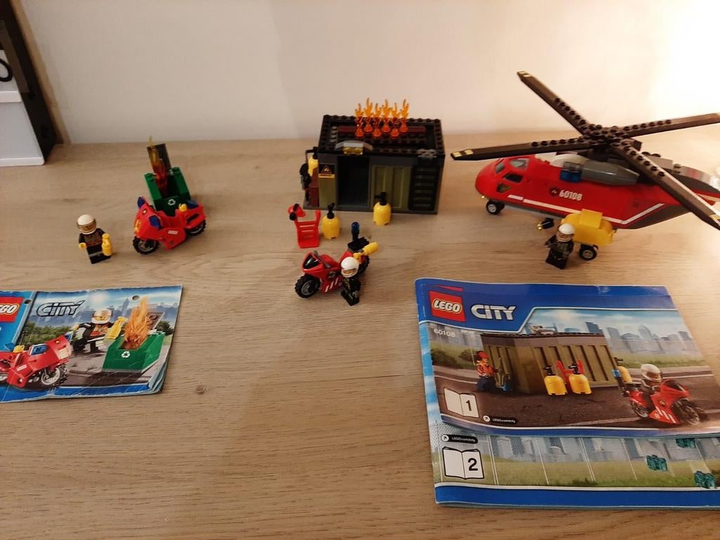 Lego brandweer helikopter en extra set, Ophalen of Verzenden, Gebruikt, Lego