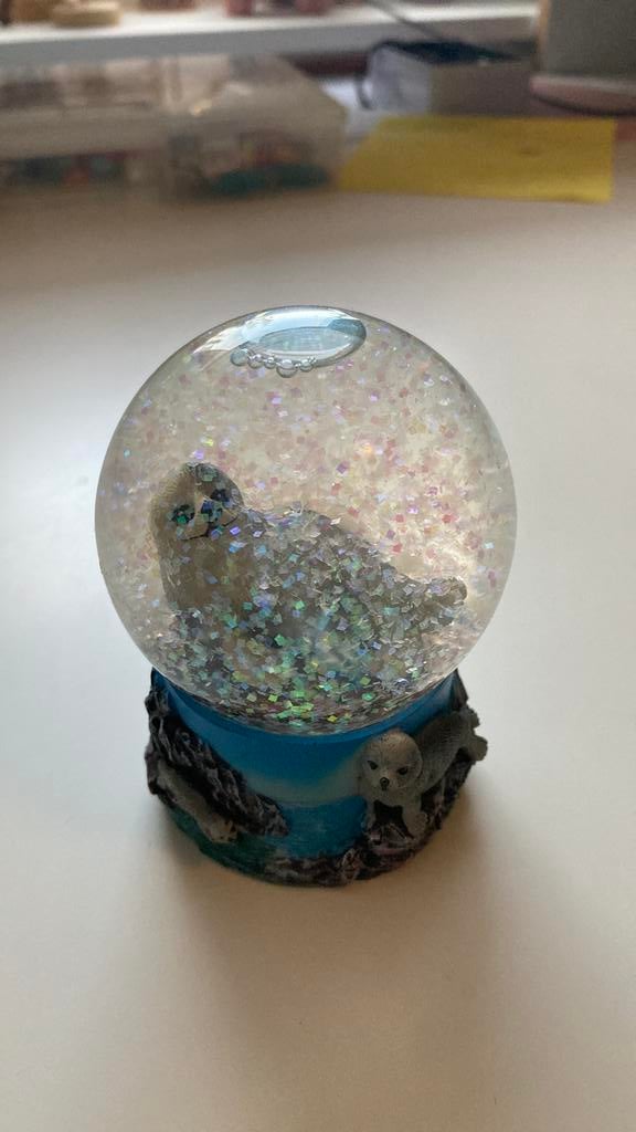 Leuke sneeuw glitter schudbol - zeehond, Ophalen of Verzenden, Zo goed als nieuw, Overige typen