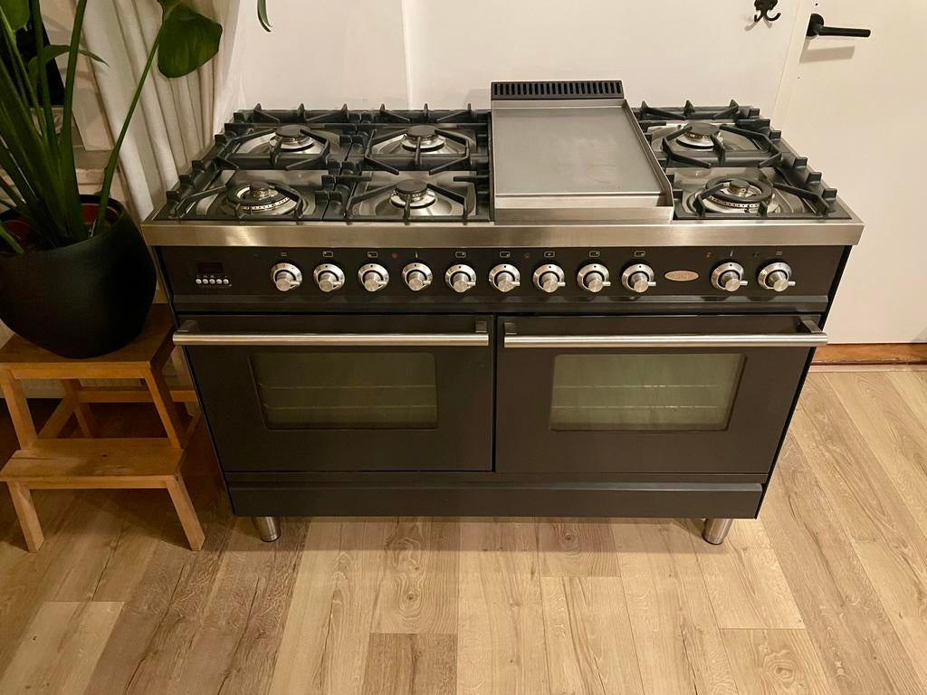 Prachtig 120cm Boretti fornuis! 2 ruime ovens! Antraciet, Ophalen of Verzenden, Zo goed als nieuw, Gas, Vrijstaand