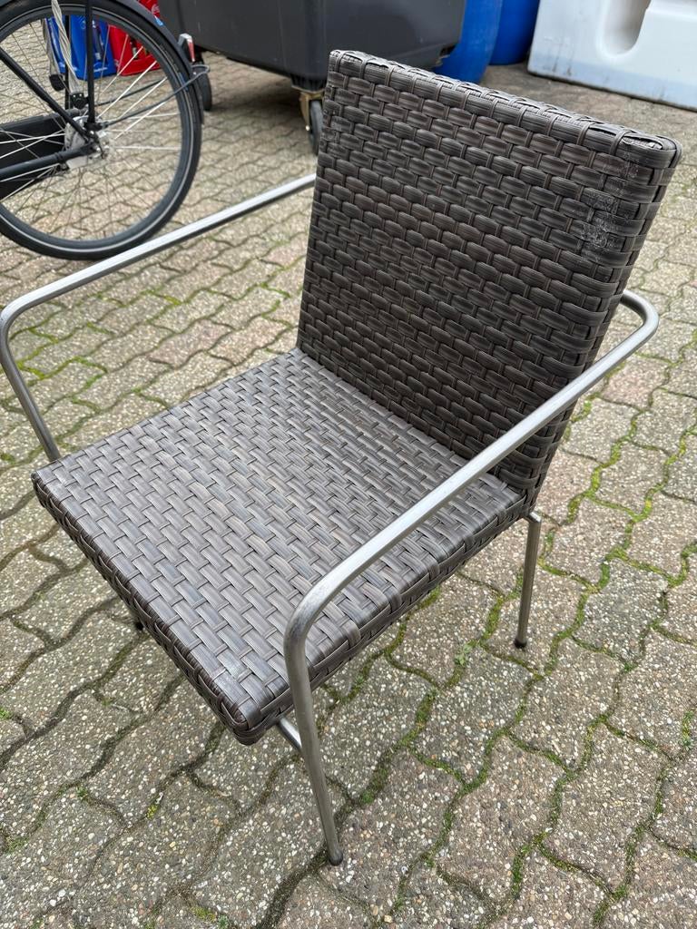 12 Satelliet Terras stoelen + 2 tafels, Ophalen, Gebruikt, Wicker