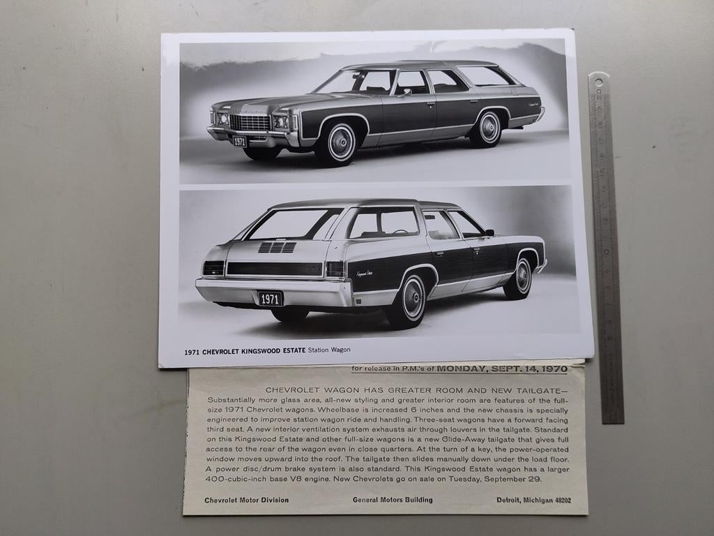 Chevrolet Kingswood Estate 1971 persfoto (180), Ophalen of Verzenden, 1960 tot 1980, Overige onderwerpen