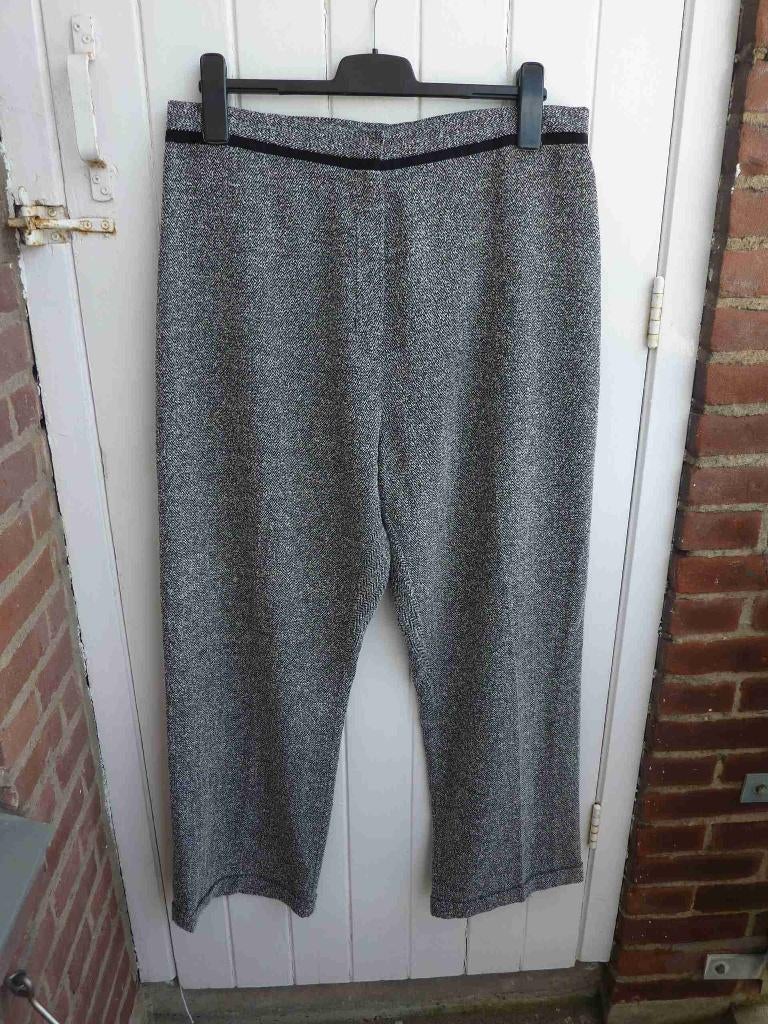 Zwart/witte 'tweed' broek, maat 46, Kleding | Dames, Ophalen, Maat 46/48 (XL) of groter, Nieuw, Grijs