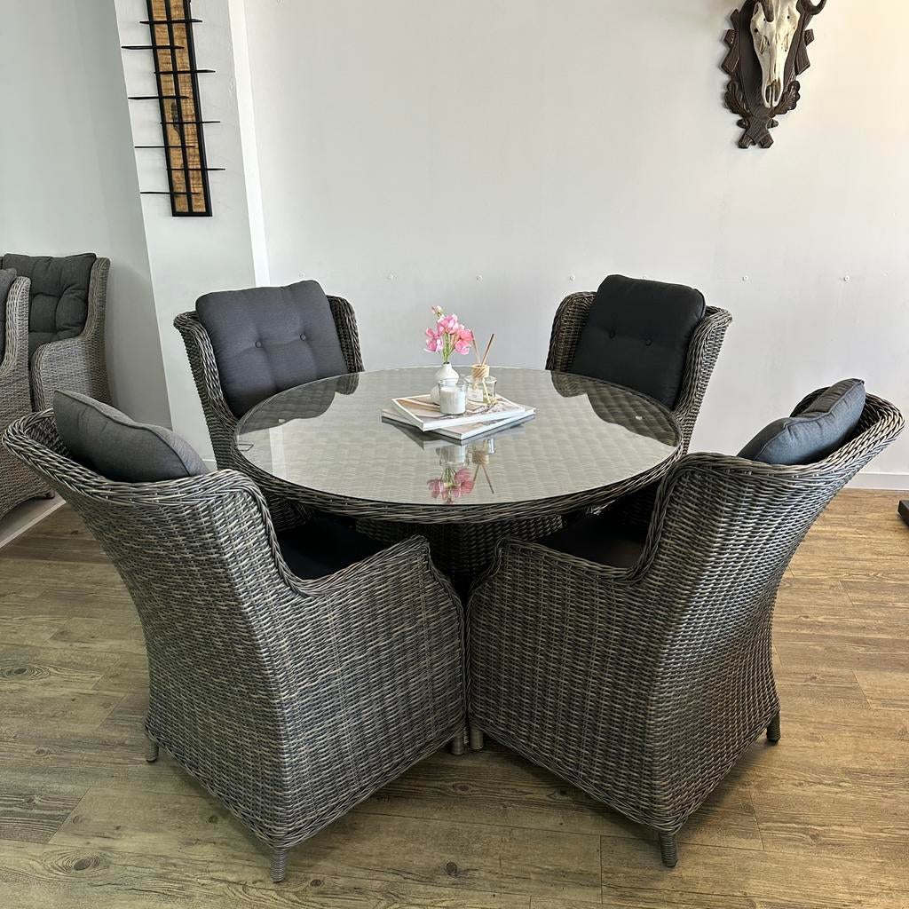 Ronde Tuinset 120 cm – ZGAN – 4 stoelen TWV €1450,-, Zenq, Verzenden, ., Zo goed als nieuw