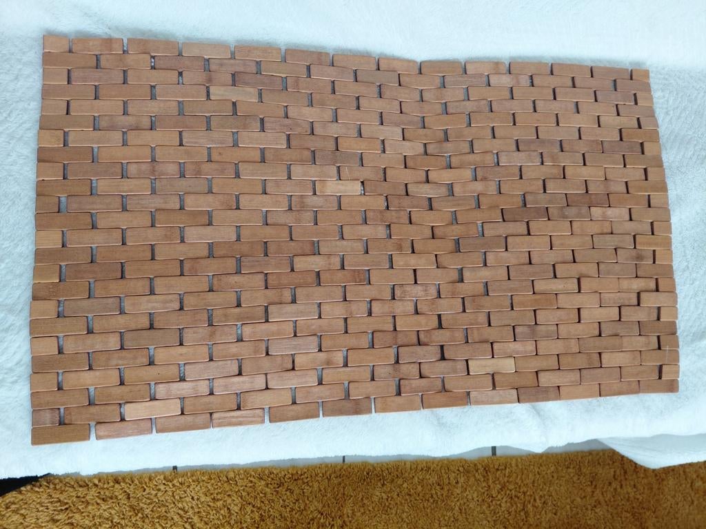 Relaxdays Bamboe Badmat 50x80 met Antislip, Ophalen of Verzenden, Nieuw, Bruin, Badmat